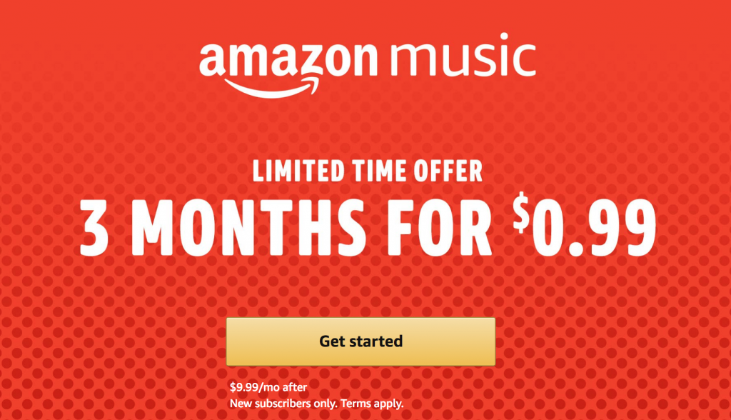 Amazon Music: 3-Month Subscription For Just $0.99! New Users Only!