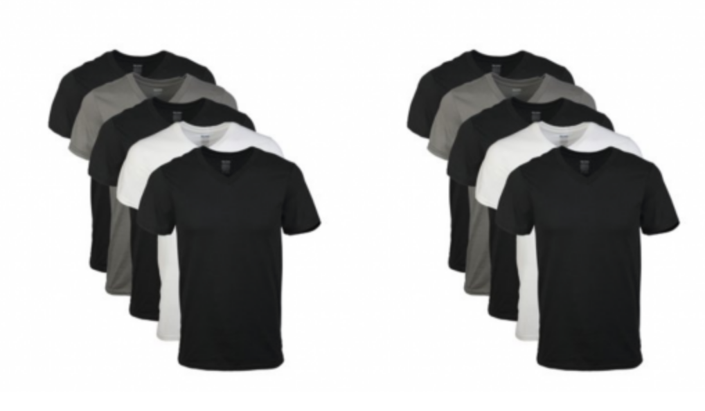 Gildan Mens Short Sleeve V-Neck Assorted Color T-Shirt 5-Pack Just $10.17!