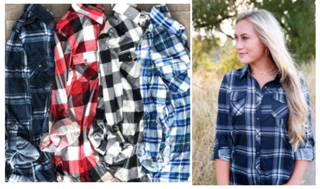 Jersey Style Plaid Button-Up $23.99! Plus, FREE Shipping!