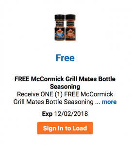 FREE McCormick Grill Mates Seasoning! Download Coupon Today!