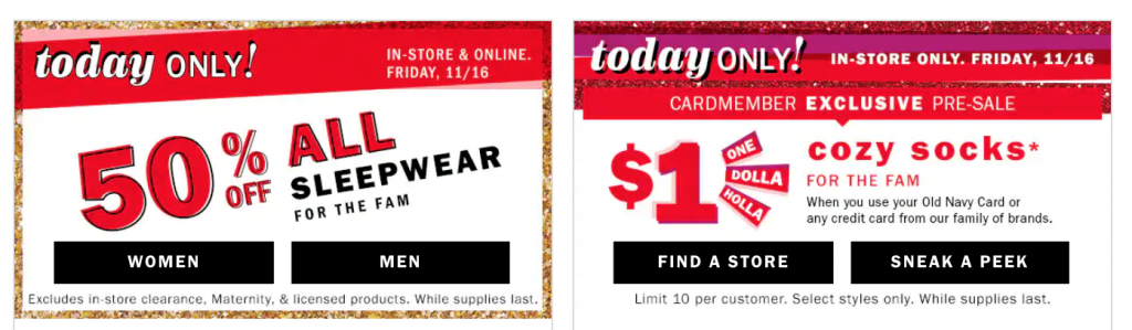 Old Navy: Today Only 50% Off All Sleepwear! Plus, $1.00 Cozy Sock For Cardholders!