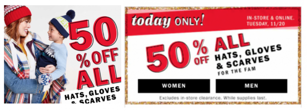 Old Navy: 50% Off Hats Gloves & Scarves For The Family Today Only!