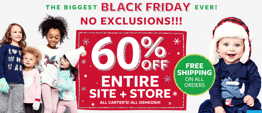 Carters & Osh Kosk BLACK FRIDAY! 60% Off EVERYTHING No Exclusions! Plus, FREE Shipping!