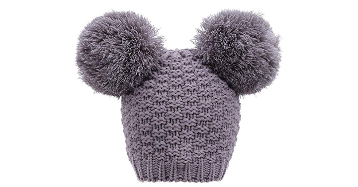 Cable Knit Fleece Lined Beanie Hat with Faux Fur Pompom Ears – Just $12.99!