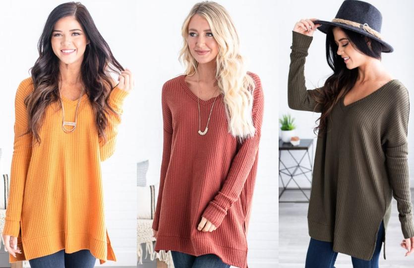 Brynlee V-Neck Waffle Sweater – Only $18.99!