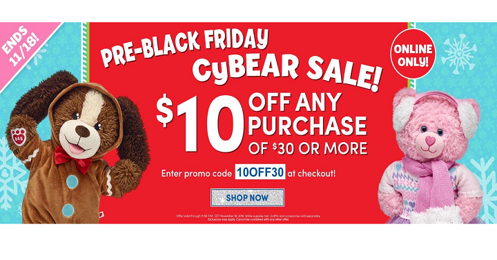 Build-a-Bear: Save $10 Off Your $30 Purchase!