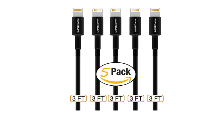 5 Pack of 3 Foot iPhone Lightning Cables – Just $9.99!