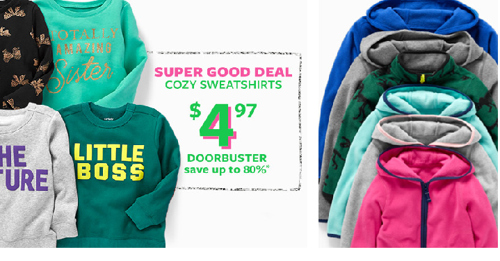 Cyber Sale! Boys & Girls Cozy Sweatshirts and Fleece Jackets Only $4.97 Shipped!