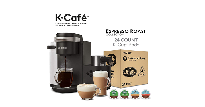 Keurig K-Cafe Single Serve Latte and Cappuccino Coffee Maker, and Espresso Roast K-Cup Pod Variety Pack, 24 Count – Just $114.99!