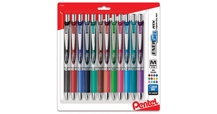 Pentel EnerGel RTX Retractable Liquid Gel Pen – Assorted Ink,12-Pk – Just $9.98!