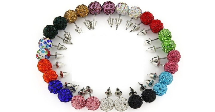 Crystal Ball Earrings Set (14 Sets) Only $5.99 Shipped!