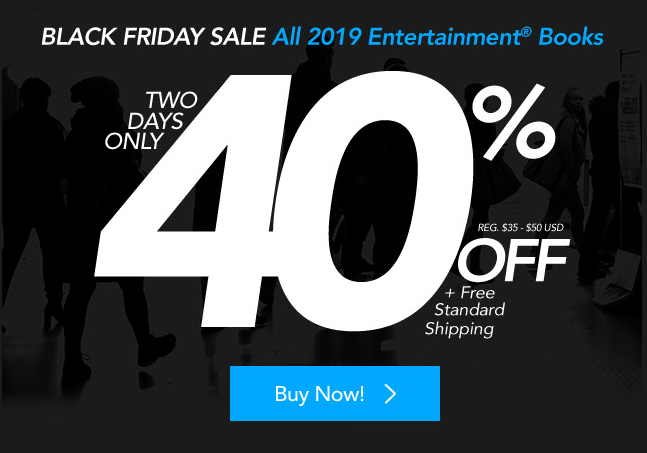 2019 Entertainment Books 40% Off + FREE Shipping!