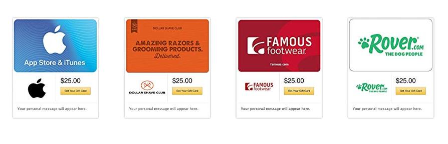 Amazon: Save on Popular Gift Cards!