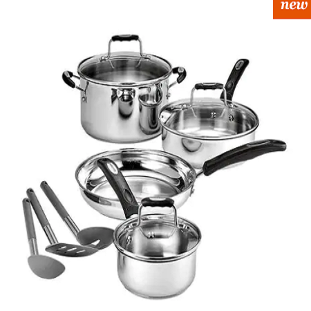 Cuisinart Stainless Steel Cookware Set, 10pcs Only $49.99! (Reg. $200)