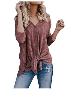 Waffle Knit Tunic Tie Knot Henley as low as $7.99!