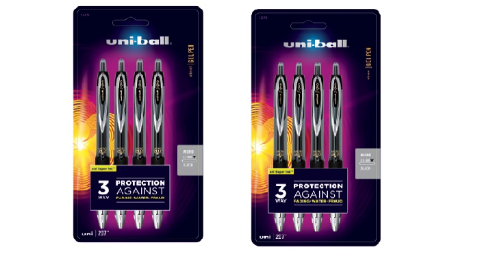 uni-ball Retractable Gel Pens, Micro Point, 0.5 mmPack Of 4 Only $1.00! (Reg. $9)