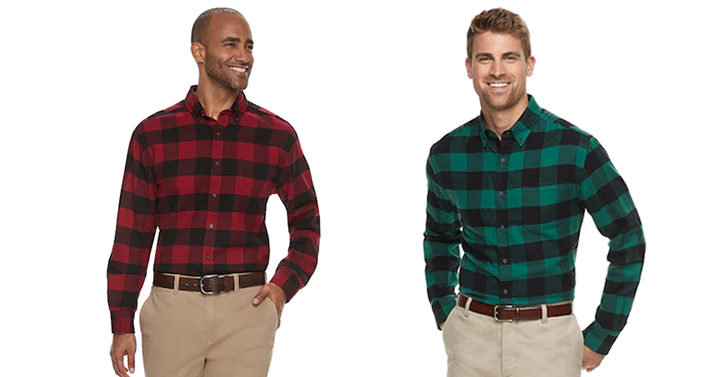 Kohl’s 30% Off! Earn Kohl’s Cash! Stack Codes! FREE Shipping! Men’s Croft & Barrow Classic-Fit Patterned Flannel Button-Down Shirt – Just $10.49!
