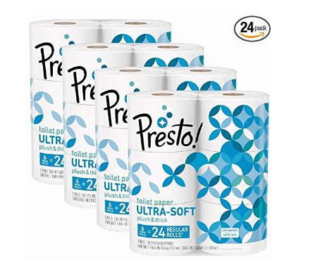 Presto! 308-Sheet Mega Roll Toilet Paper, Ultra-Soft, 24 Count – Only $16.43!
