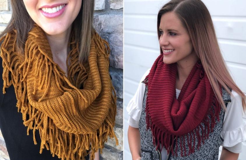 Ribbed Fringe Infinity Scarves – Only $8.99!