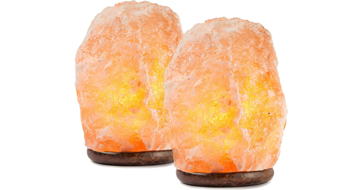 Natural Himalayan Salt Lamp Hand Carved with Genuine Wood Base – 2 Pack – Just $18.74!