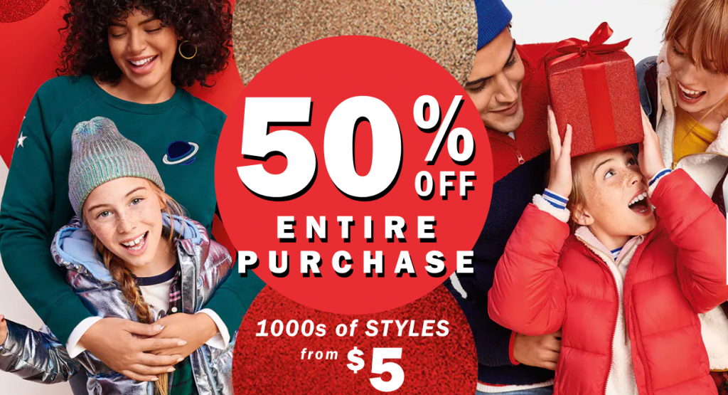 50% Off Your ENTIRE Old Navy Purchase for Black Friday!!