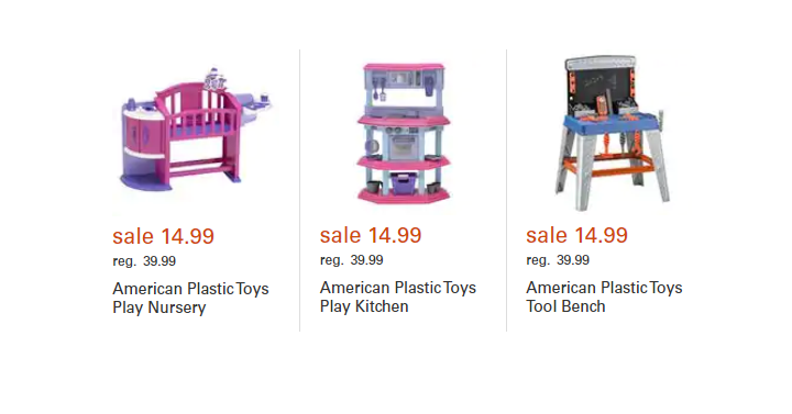 American Plastic Toys Play Kitchen, Nursery, or Tool Bench Only $14.99 Each! (Reg. $40) BLACK FRIDAY PRICE!