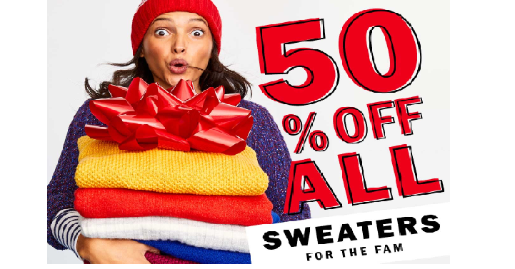 Old Navy: Take 50% off Sweaters for the Whole Family! Today Only!