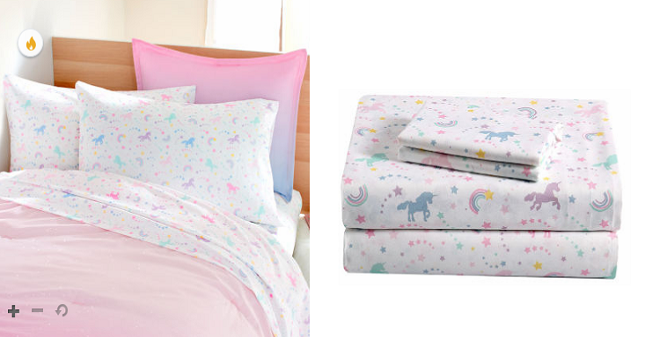 Frank and Lulu Unicorn Dreams Microfiber Easy Care Sheet Set Only $24.99!