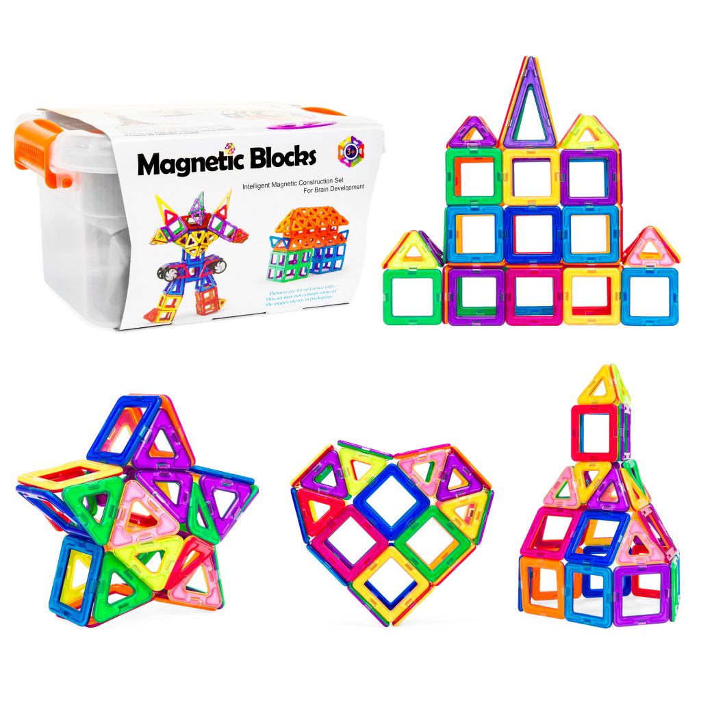 64-Piece Kids Magnetic Building Block Tiles Set w/ Carrying Box—$26.99!