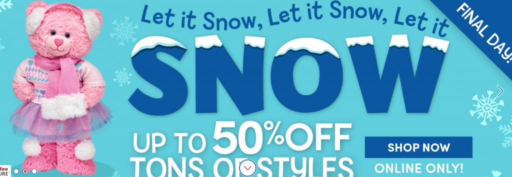 Build-A-Bear Let It Snow Sale! Save Up To 50% Off Select Styles Today Only!
