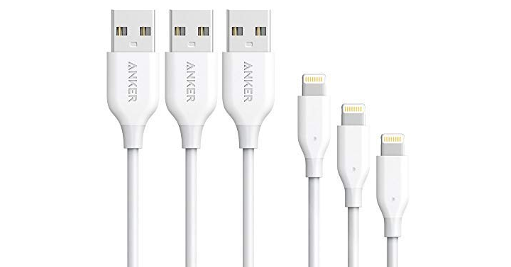 3 Pack 3ft/6ft/10ft Anker Powerline Lightning Cable Apple MFi Certified – Just $19.99!
