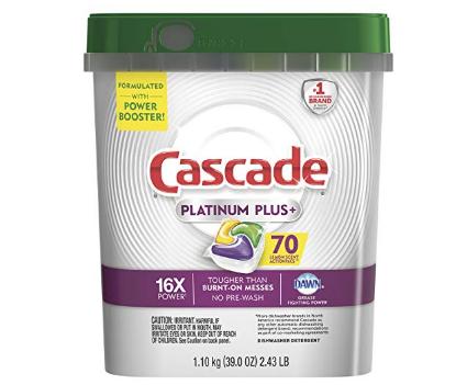 Cascade Platinum Plus Dishwasher Detergent Actionpacs, Lemon, 70 Count – Only $13.99!