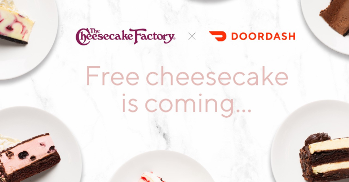 HOT! Cheesecake Factory: FREE Cheesecake Slice Delivered to Your Home Using Doordash! (Today, Dec. 5th at 11:30 AM Local Time)