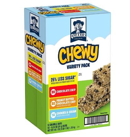 Quaker Chewy Granola Bars Variety Pack, 58 Bars – Only $8.35!