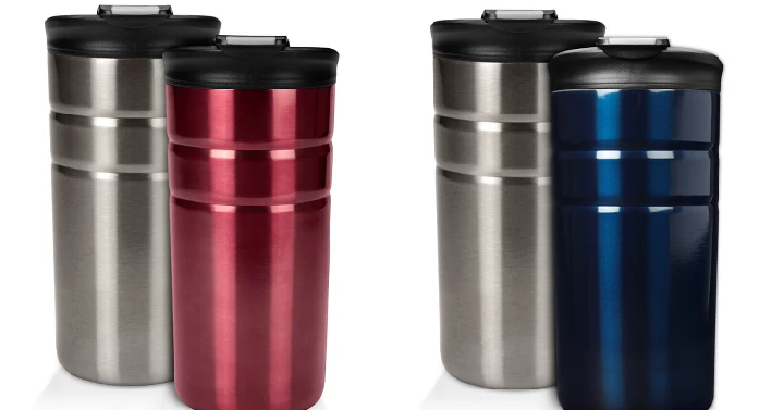 Contigo Bueno 12oz 2pk Vacuum-Insulated Stainless Steel Travel Mug with Flip Lid Only $6.80 Shipped!