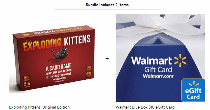 Exploding Kittens Game + FREE $10 eGift Card Only $19.99 at Walmart!