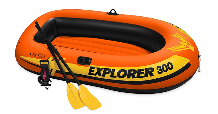 Intex Explorer 300, 3-Person Inflatable Boat Set with French Oars and High Output Air Pump – Just $16.61!