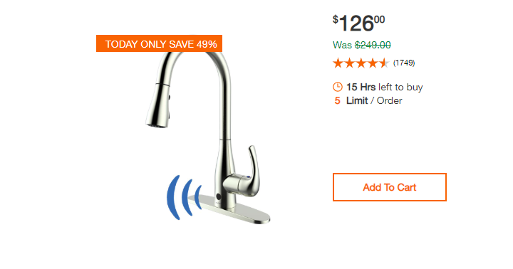 Home Depot: Save up to 49% on Hands-Free Kitchen Faucets + FREE Delivery!
