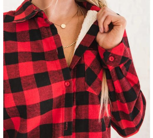Cozy Fleece Lined Plaid Top – Only $21.99!