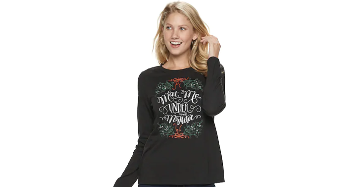 Kohl’s 30% Off! Earn Kohl’s Cash! Stack Codes! FREE Shipping! Women’s SONOMA Goods for Life Holiday Tee – Just $6.30!