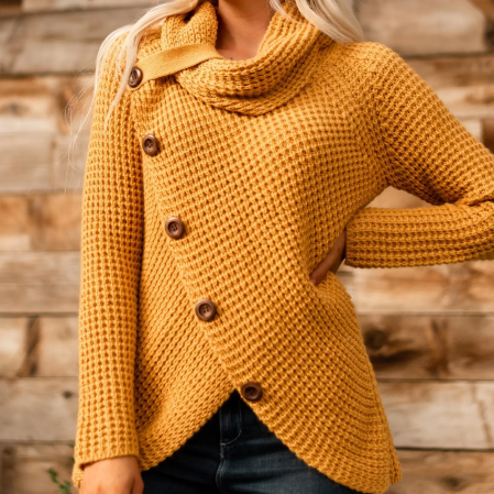 Buttoned Wrap Turtleneck Sweater Only $29.99! (Reg. $60)