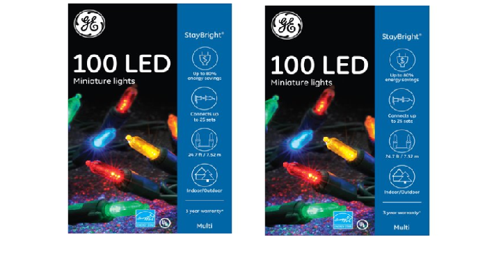GE 100CT StayBright LED 5.5mm Miniature Colorite String Set Only $4.98!