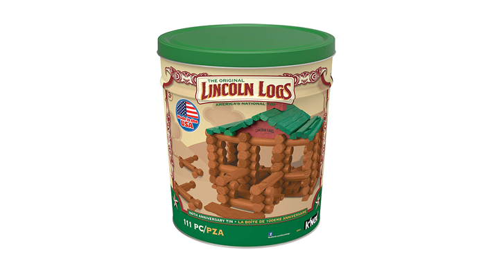 LINCOLN LOGS – 100th Anniversary Tin – 111 All-Wood Pieces – Just $24.99!