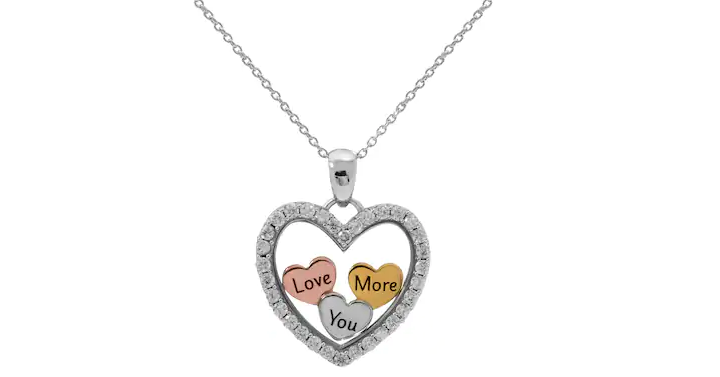 Kohl’s 30% Off! Earn Kohl’s Cash! Stack Codes! FREE Shipping! Hallmark Tri-Tone Sterling Silver Cubic Zirconia “Love You More” Heart Pendant – Just $48.12 plus $10 Kohl’s Cash!