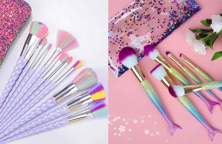 Mermaid & Unicorn Rainbow Makeup Brush Sets – Only $9.99!