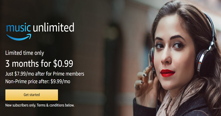 99¢ for your First THREE Months of Amazon Unlimited Music!
