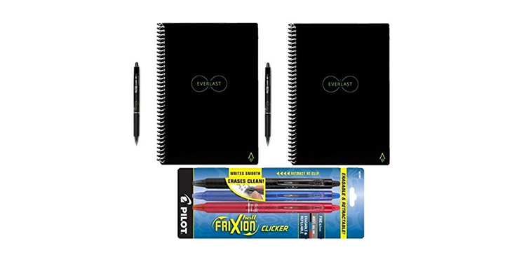 Rocketbook Everlast Reusable Smart Notebook – Letter Size (Pack of 2) with 5 Pilot FriXion Pens – Just $44.99!