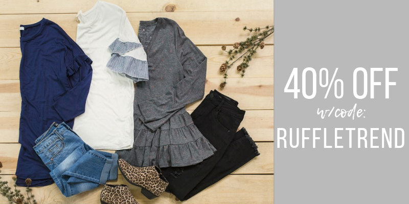 Style Steals at Cents of Style! RUFFLES Tops or Tunics – 40% off! FREE SHIPPING!