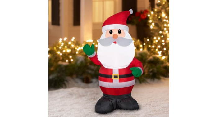 Holiday Time 4 ft. Inflatable Waving Santa Only $10!