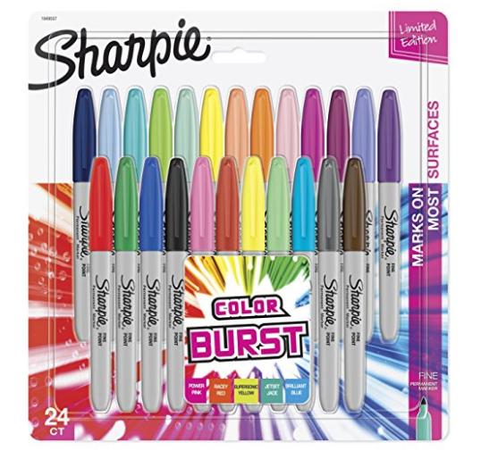 Sharpie Color Burst Permanent Markers, Fine Point, Assorted Colors, 24-Count – Only $8.59!